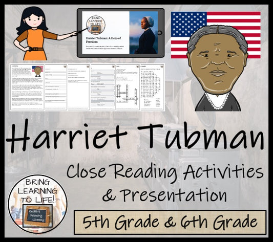 Harriet Tubman Close Reading Comprehension Activities | 5th Grade & 6th Grade