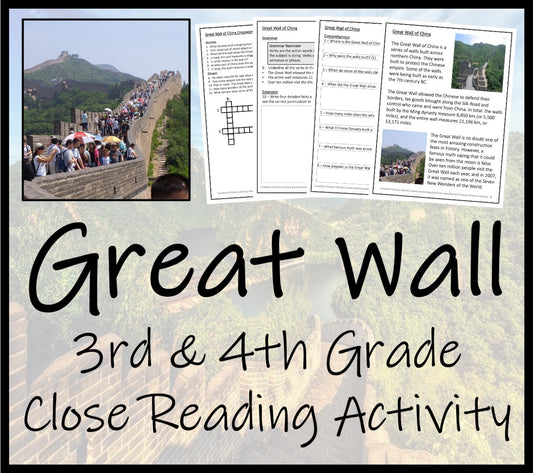 Great Wall of China Close Reading Comprehension Activity | 3rd Grade & 4th Grade