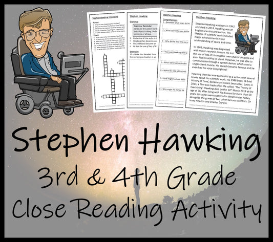 Stephen Hawking Close Reading Comprehension Activity | 3rd Grade & 4th Grade