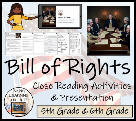 Bill of Rights Close Reading Comprehension Activities | 5th Grade & 6th Grade