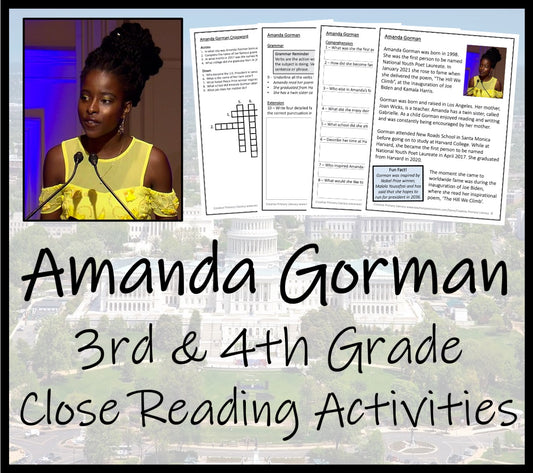 Amanda Gorman Close Reading Comprehension Activity | 3rd Grade & 4th Grade