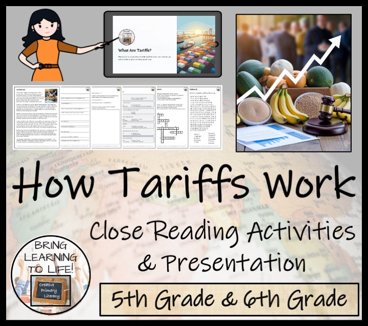 How Tariffs Work Close Reading Comprehension Activities | 5th Grade & 6th Grade