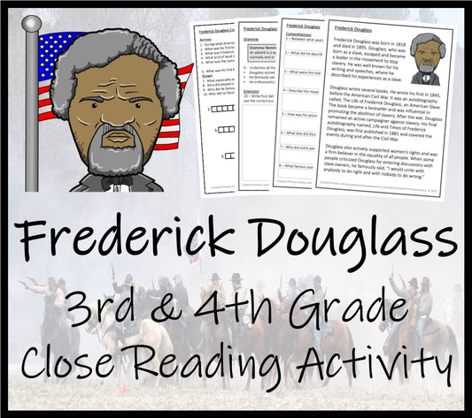 Frederick Douglass Close Reading Comprehension Activity | 3rd Grade & 4th Grade