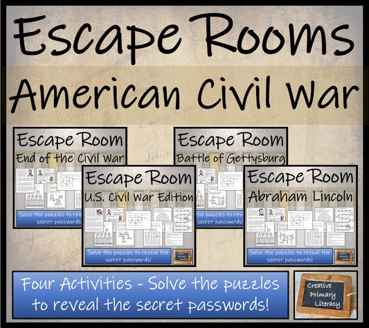 American Civil War Escape Room Activity Bundle | 5th Grade & 6th Grade