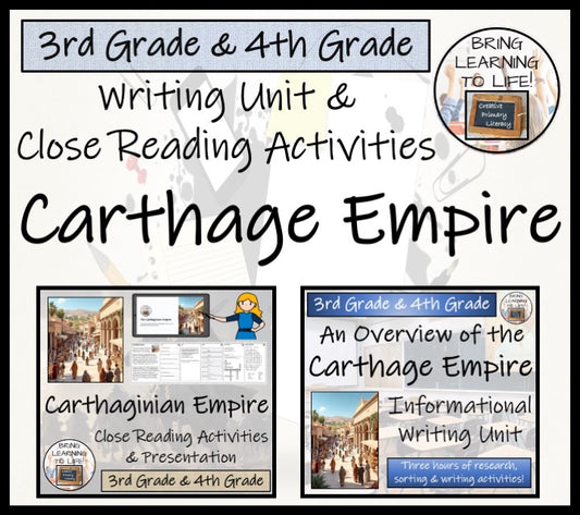 Carthage Empire Close Reading & Informational Writing Bundle | 3rd & 4th Grade