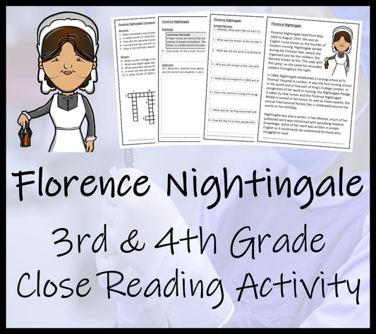 Florence Nightingale Close Reading Comprehension Activity | 3rd & 4th Grade
