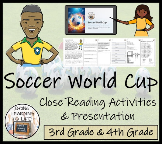 Soccer World Cup Close Reading Comprehension Activities | 3rd Grade & 4th Grade