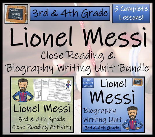 Lionel Messi Close Reading & Biography Bundle |3rd Grade & 4th Grade