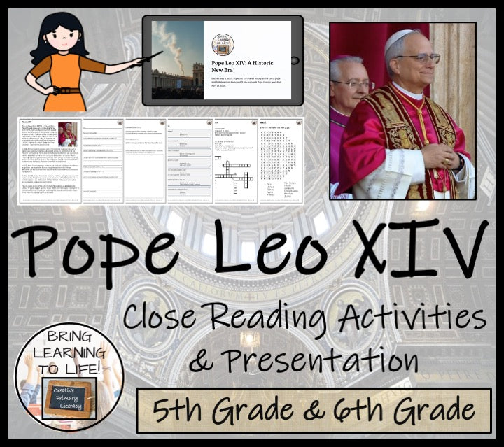 Pope Leo XIV Close Reading Comprehension Activities | 5th Grade & 6th Grade