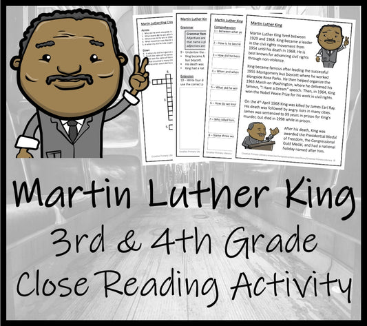 Martin Luther King Close Reading Comprehension Activity | 3rd Grade & 4th Grade