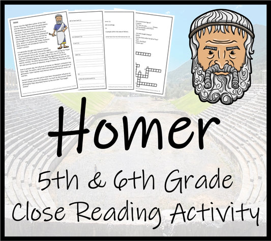 Homer Close Reading Comprehension Activity | 5th Grade & 6th Grade