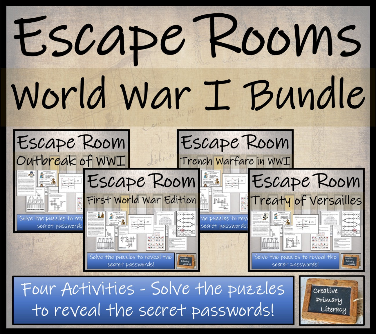 First World War Escape Room Activity Bundle | 5th Grade & 6th Grade
