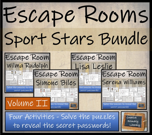 Sport Stars Volume 2 Escape Room Activity Bundle | 5th Grade & 6th Grade