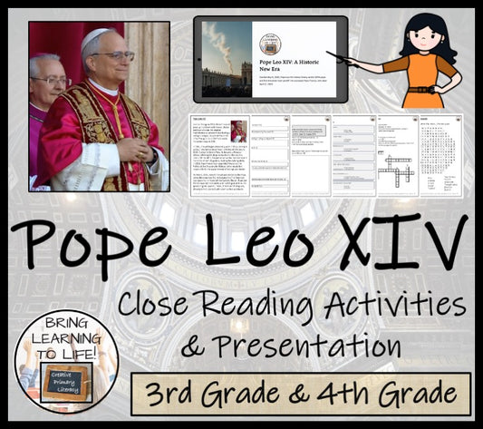 Pope Leo XIV Close Reading Comprehension Activities | 3rd Grade & 4th Grade