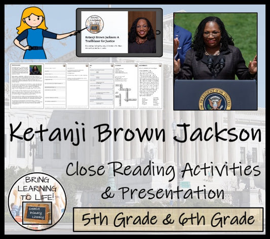 Ketanji Brown Jackson Close Reading Comprehension Activities | 5th & 6th Grade