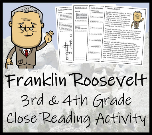 Franklin Roosevelt Close Reading Comprehension Activity | 3rd Grade & 4th Grade