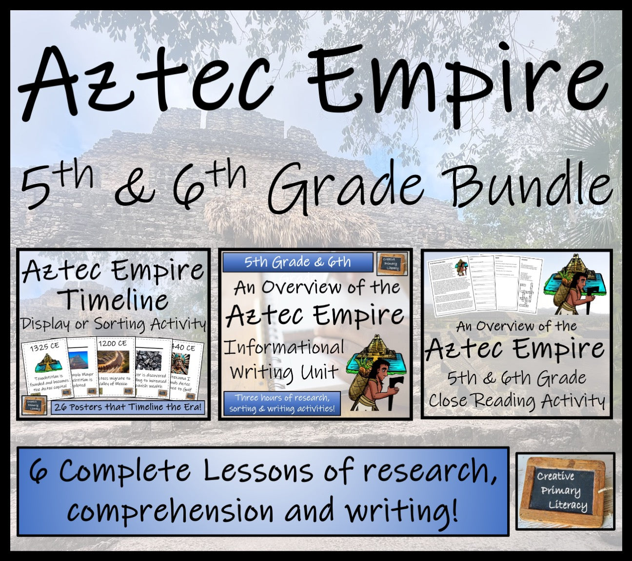Aztec Empire Display Timeline Close Reading & Writing Bundle | 5th & 6th Grade