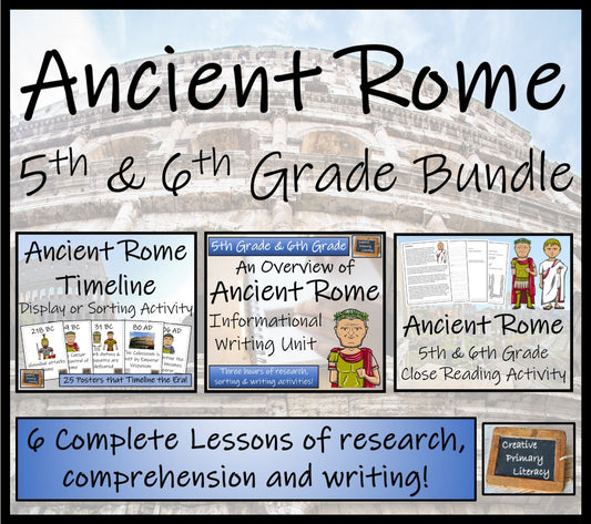 Ancient Rome Display Sorting Close Reading & Writing Bundle 5th & 6th Grade