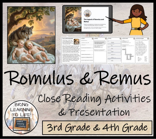 Romulus and Remus Close Reading Comprehension Activities | 3rd Grade & 4th Grade