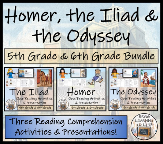 Homer, the Iliad and the Odyssey Close Reading Bundle | 5th Grade & 6th Grade
