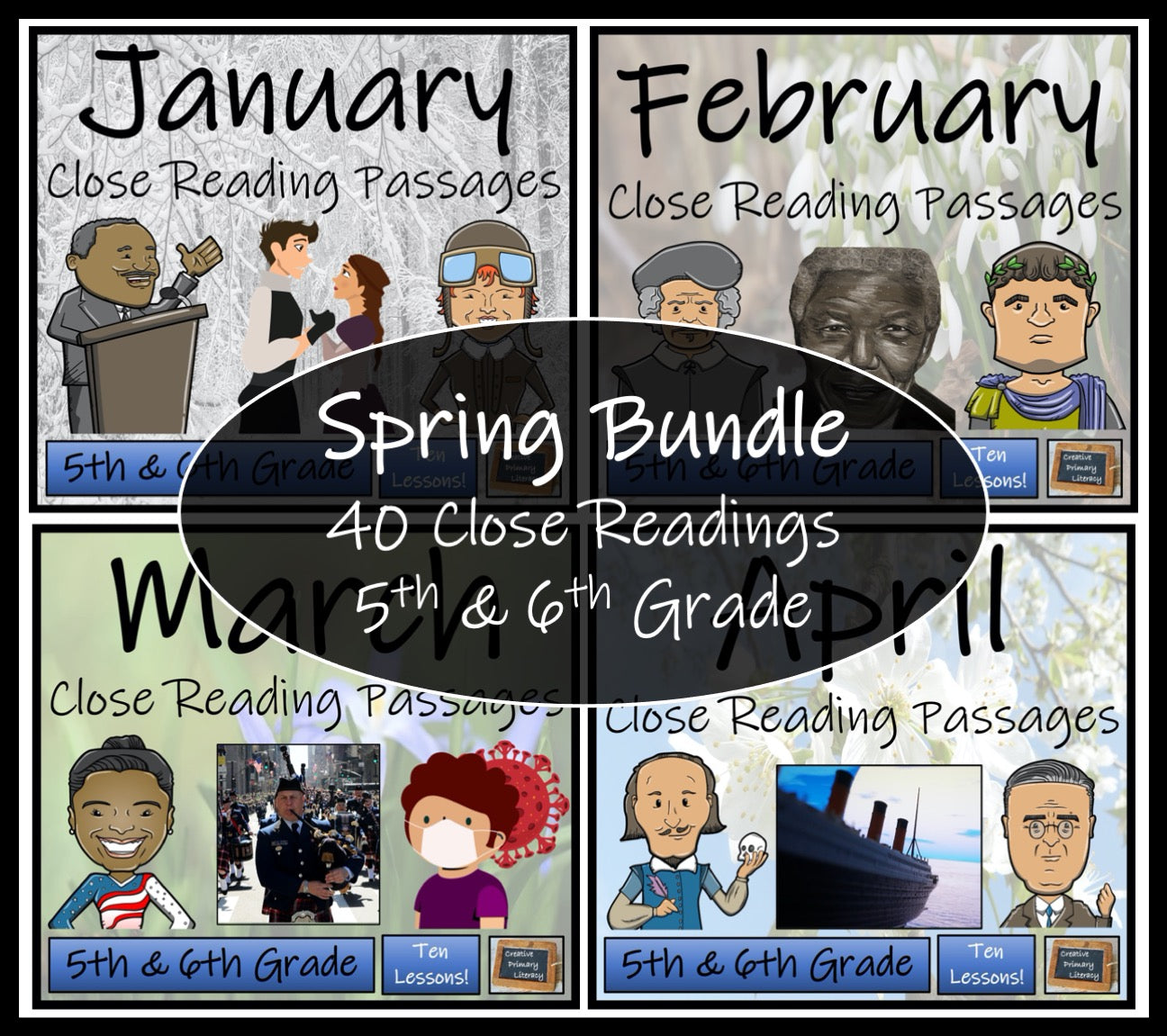 Spring Close Reading Comprehension Book Bundle | 5th Grade & 6th Grade