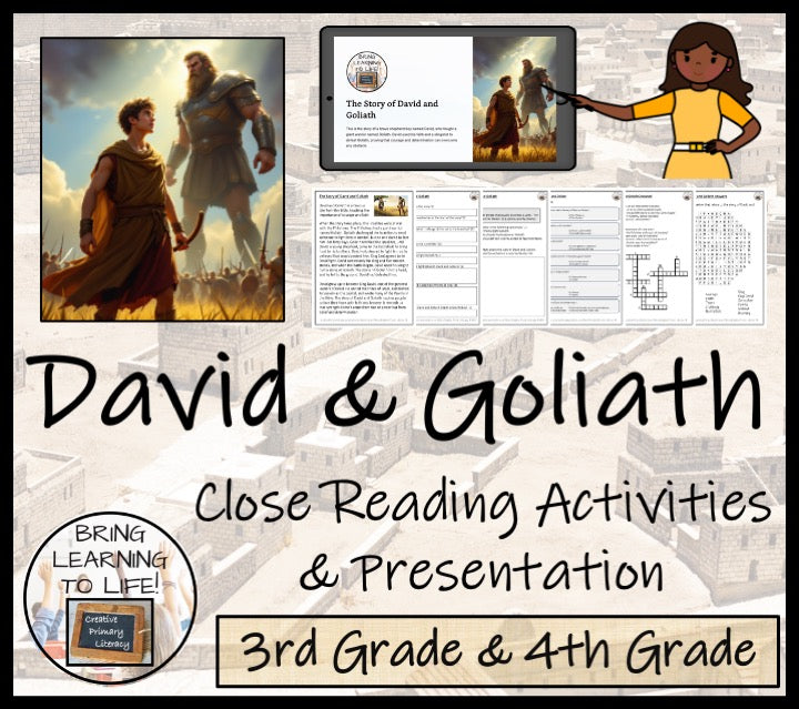 David and Goliath Story Close Reading Activities | 3rd Grade & 4th Grade