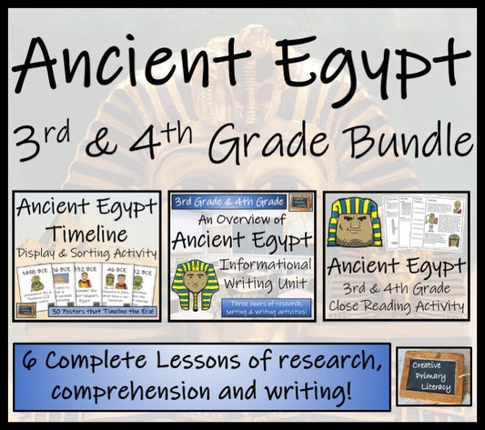Ancient Egypt Display Sorting Close Reading & Writing Bundle | 3rd & 4th Grade