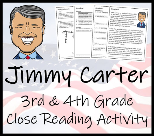 Jimmy Carter Close Reading Comprehension Activity | 3rd Grade & 4th Grade