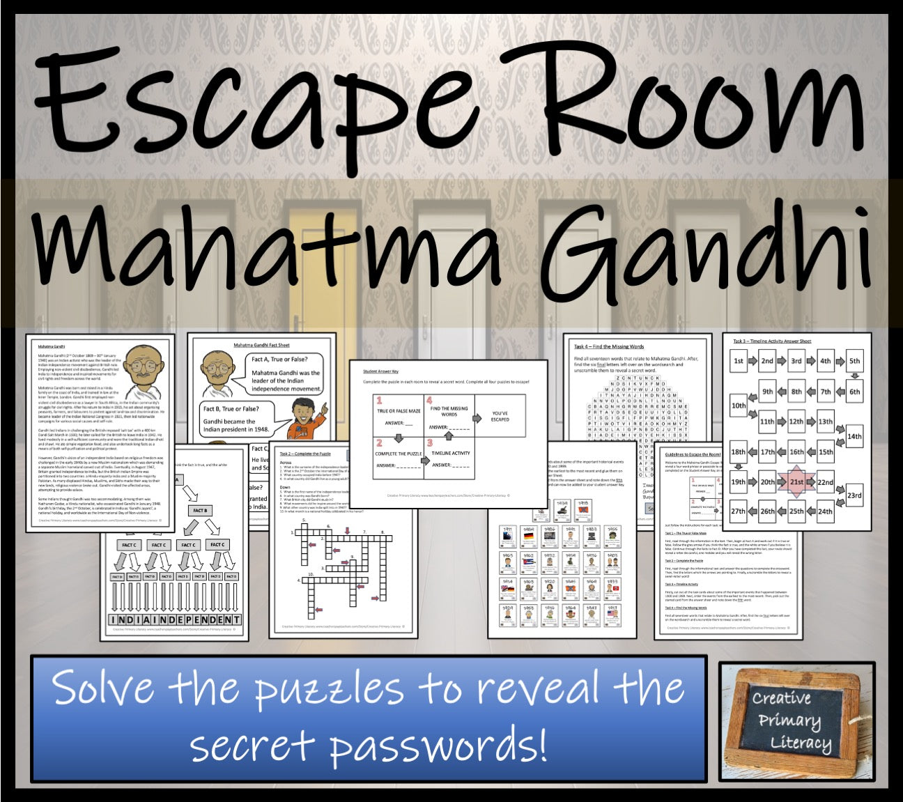 Mahatma Gandhi Escape Room Activity