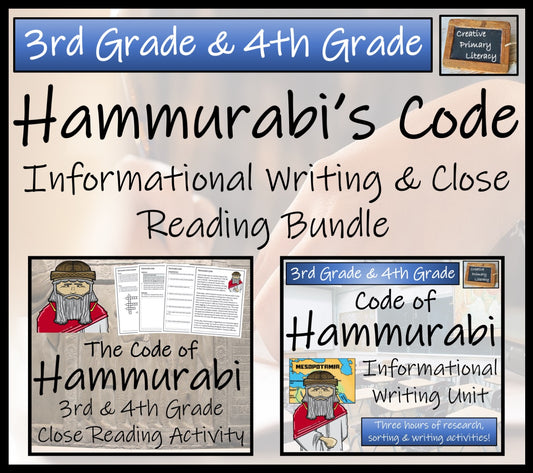Hammurabi's Code Close Reading & Informational Writing Bundle | 3rd & 4th Grade