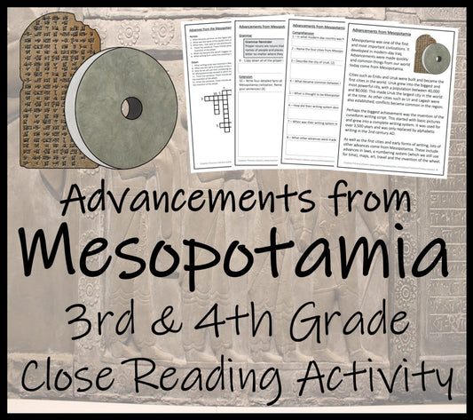 Advancements from Mesopotamia Close Reading Comprehension | 3rd & 4th Grade