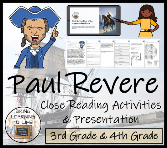 Paul Revere Close Reading Comprehension Activities | 3rd Grade & 4th Grade
