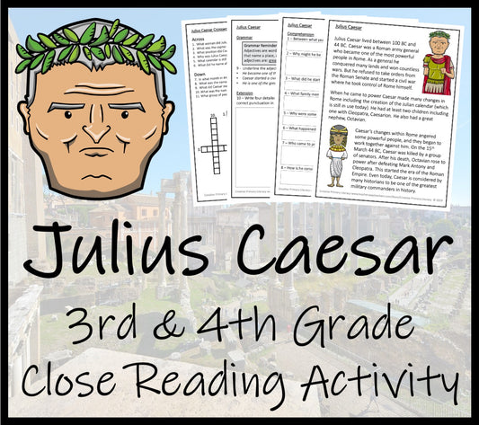 Julius Caesar Close Reading Comprehension Activity | 3rd Grade & 4th Grade