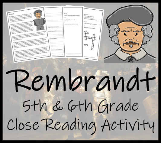 Rembrandt Close Reading Comprehension Activity | 5th Grade & 6th Grade