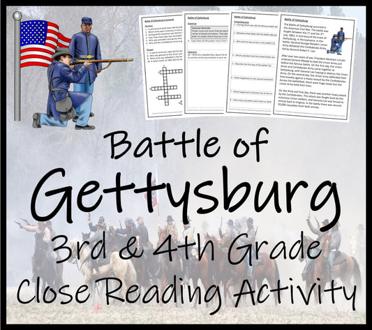 Battle of Gettysburg Close Reading Comprehension Activity | 3rd & 4th Grade