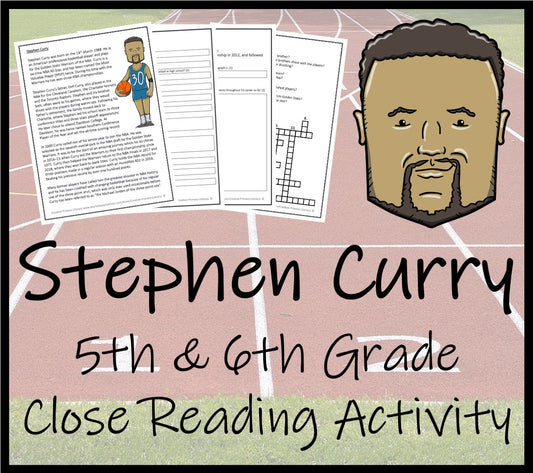 Stephen Curry Close Reading Comprehension Activity | 5th Grade & 6th Grade