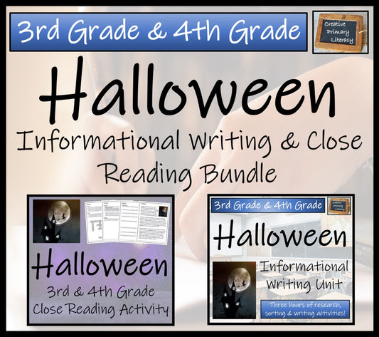 Halloween Close Reading & Informational Writing Bundle 3rd Grade & 4th Grade