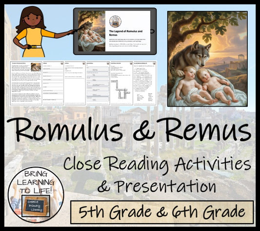 Romulus and Remus Close Reading Comprehension Activities | 5th Grade & 6th Grade