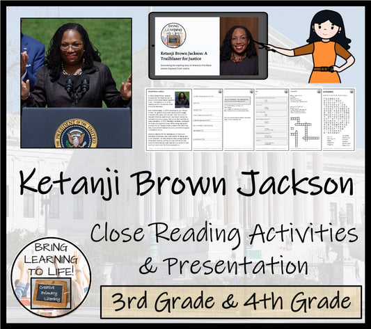 Ketanji Brown Jackson Close Reading Comprehension Activities | 3rd & 4th Grade