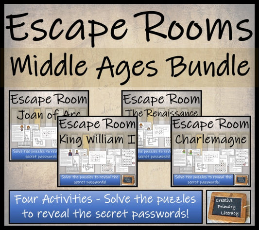Middle Ages Escape Room Activity Bundle | 5th Grade & 6th Grade