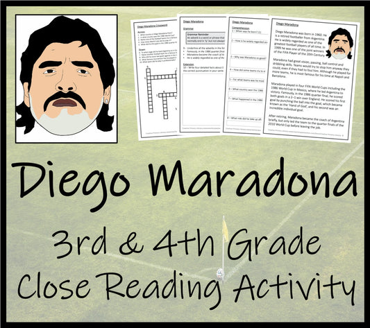 Diego Maradona Close Reading Comprehension Activity | 3rd Grade & 4th Grade