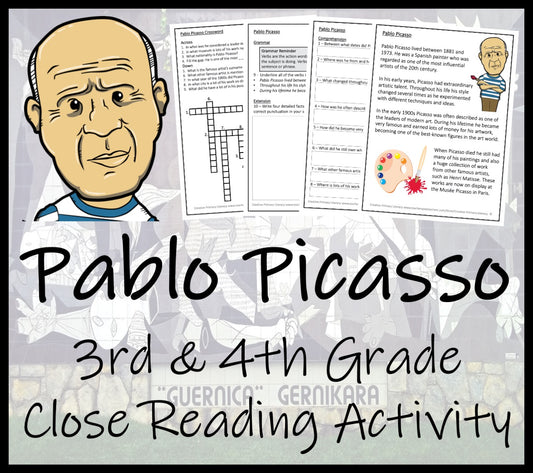 Pablo Picasso Close Reading Comprehension Activity | 3rd Grade & 4th Grade
