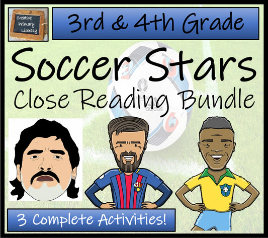 Soccer Stars Close Reading Comprehension Activity Bundle | 3rd Grade & 4th Grade