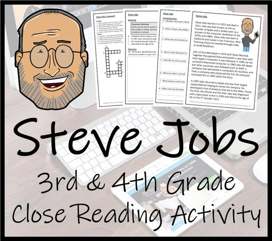 Steve Jobs Close Reading Comprehension Activity | 3rd Grade & 4th Grade