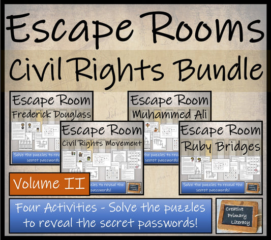 Civil Rights Escape Room Activity Bundle Volume 2 | 5th Grade & 6th Grade