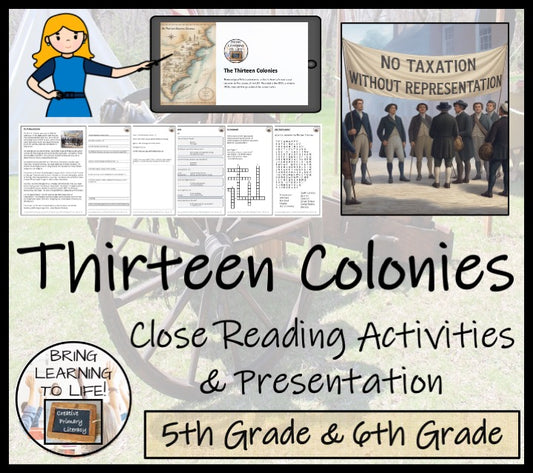 Thirteen Colonies Close Reading Comprehension | 5th Grade & 6th Grade
