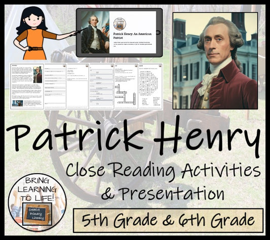 Patrick Henry Close Reading Comprehension Activities | 5th Grade & 6th Grade
