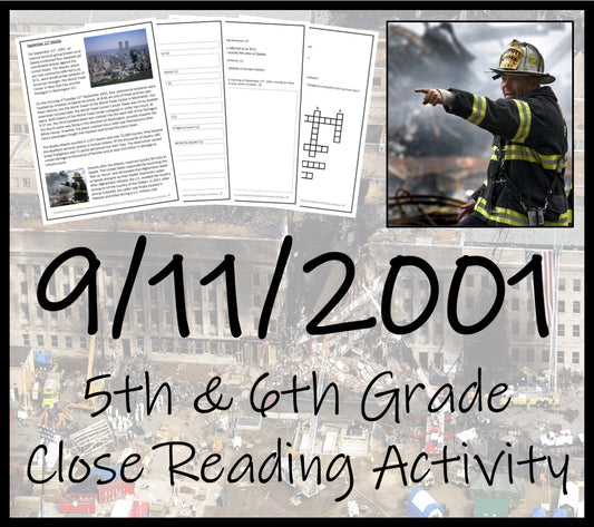 9/11 Terrorist Attacks Close Reading Comprehension | 5th Grade & 6th Grade