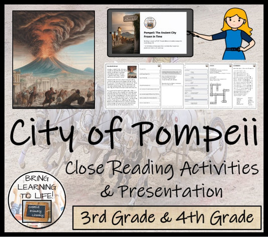 Pompeii Close Reading Comprehension Activities | 3rd Grade & 4th Grade