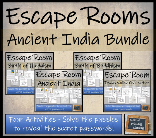 Ancient India Escape Room Activity Bundle | 5th Grade & 6th Grade
